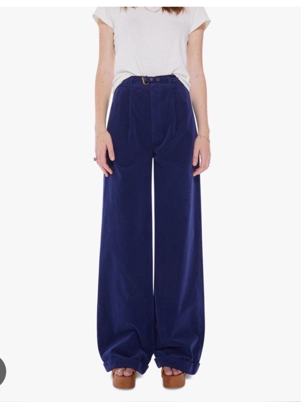 Mother The Big League Prep Cuff Heel in Hopscotch Corduroy Blue Size 28